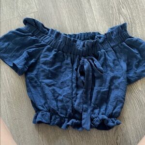 Active USA Navy Ruffle Top